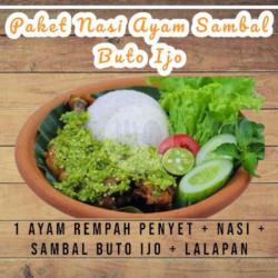 Paket Ayam Rempah Penyet   Nasi Sambal Buto Ijo