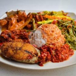 Paket : Gratis Tempe Crispy   Nasi Lauk Double (rendang Ayam Ikan Goreng / Bakar)