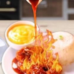 Grill Chickin Crunch Olesan Saus Hot Spicy   Nasi