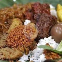 Nasi Campur Empal Telor 1/2 Pke Krtas Bngkus Smbel Slu Dpisah