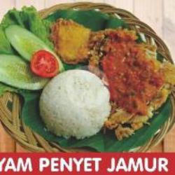 Ayam Penyet Jamur   Nasi   Mie Goreng