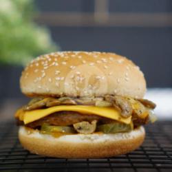 Cheesy Mushroom Beef Burger