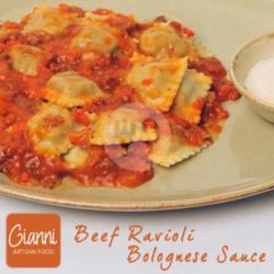 Homemade Beef Stew Ravioli Bolognese