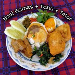 Nasi Rames Telor Dan Tahu Saiyo