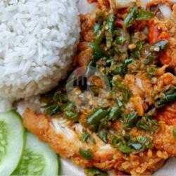 Ayam Geprek Sableng Sambal Cabai Ijo   Nasi   Free Es Teh Manis