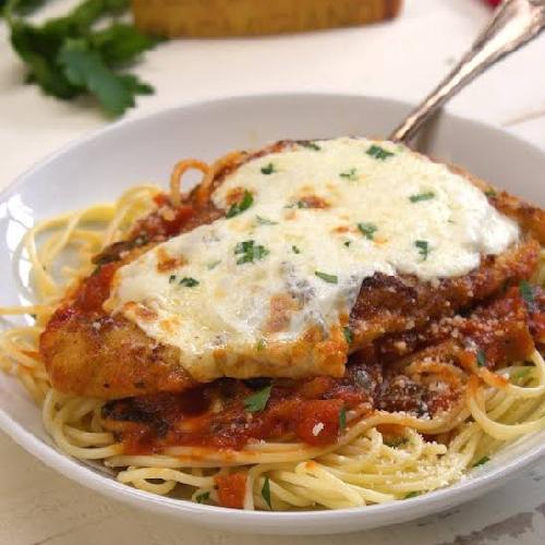 Spaghetti Coated Chicken Mozzarella