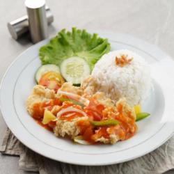 Nasi Ikan Asam Manis