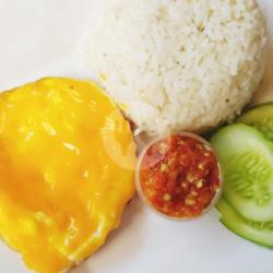 Telur Cheese   Nasi   Sambal   Lalap