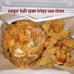 Nasgor Kulit Ayam Krispy Saus Tiram