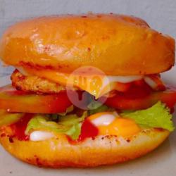 Homemade Chicken Cheese Egg Burger Extra Spicy