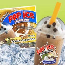 Pop Ice Durian Cappuccino ( Toping Coklat, Keju)