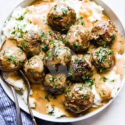 Swedish Meatballs 12 Pcs   Mashed Potato