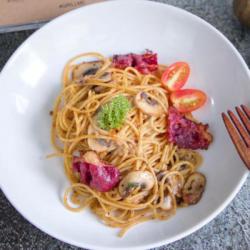 Pasta Aglio Olio With Smoked Bacon