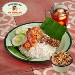 Paket Lengkap Ayam Penyet Ketumbar (nasi Ayam   Kulit   Es Teh)