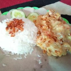 Ayam Geprek Keju Mozzarela   Nasi