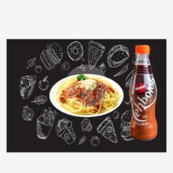 Spaghetti Bolognese Ayam Free Teh Botol Sosro