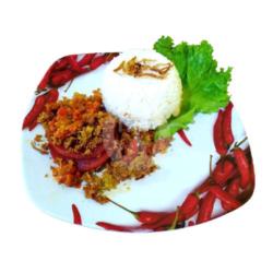 Nasi Smoked Beef Geprek