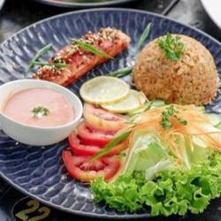 Grilled Salmon Oriental Fried Rice