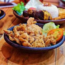 Penyetan Kulit Crispy   Nasi Putih