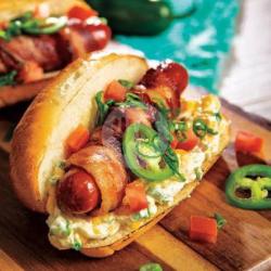 Great Grilled Mushroom Bacon Cheese Hotdog