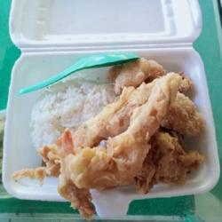 Nasi Kulit Ayam Crispy   Udang Goreng