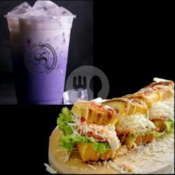 Roti Bakar Sandwich (medium) Free Blueberry Milkshake)