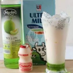 Es Sirup Melon Susu Yakul Selasih