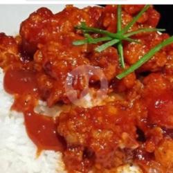 Nasi Ayam  Geprek Saos Hot Lava