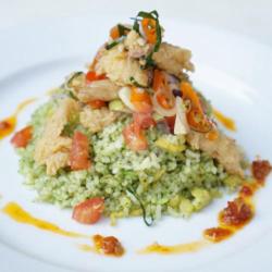 Green Rice Chicken Sambal Matah