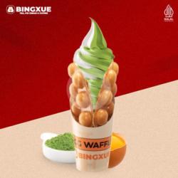 Egg Waffle With Ice Mix Vanilla Matcha