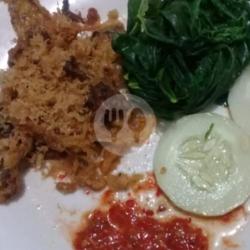 Nasi Ayam Goreng Suwir ( Serundeng )   Lalapan   Sambal