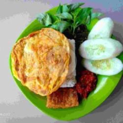 Nasi   Tempe   Telor   Sambal   Lalapan