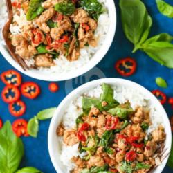 Thai Basil Chicken Rice Bowl