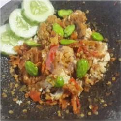 Ayam Geprek Pete   Nasi