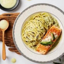 Grill Salmon 200gr   Creamy Spaghetti