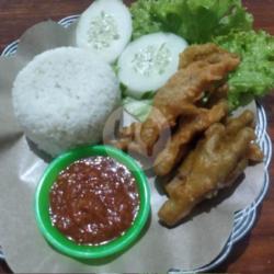 Nasi Ceker Tepung Goreng ( Sambal Tomat / Bawang)