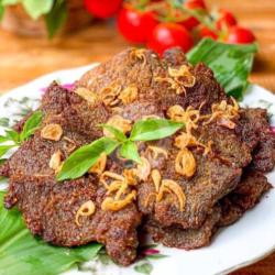 Gepuk Goreng Daging Sapi Sambal Ijo Plus Nasi