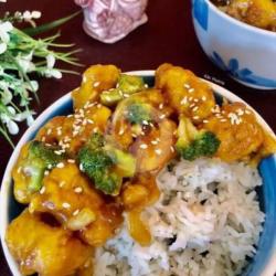 Ricebowl Chiken Karage Spicy Hot Lava Cheese Saos