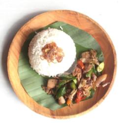 Nasi Oseng Cumi Cabe Ijo Tempe Goreng