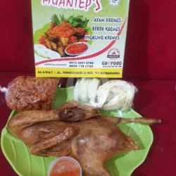 1 Ingkung Bebek Goreng   Kremesan   Sambal Bawang   Lalapan