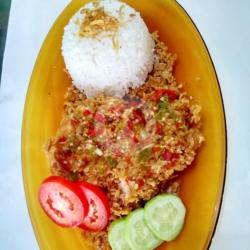 Ayam Geprek Crispy Tanpa Nasi, Sambal Original Melotot  Lalapan