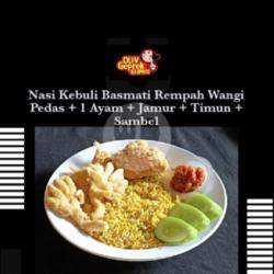 Free Ice Tea Nasi Kebuli   1 Ayam   Jamur Crispy   Sambel Timun   Free Ice Tea