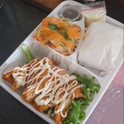 Saus Cheese Chicken Katsu Salad Nasi