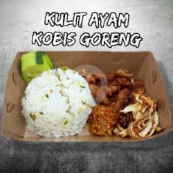 Kulit Ayam   Kobis Goreng   Nasi Putih / Nasi Daun Jeruk