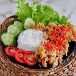 Ayam Geprek Cobek Besar   Nasi