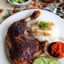 Ayam Bakar   Nasi   Lalapan   Sambel Goreng Terasi