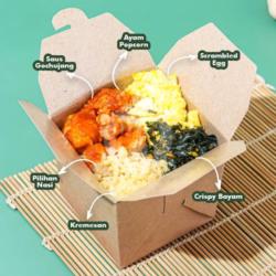 Paket Komplit Bento Ayam Popcorn Saus Gochujang