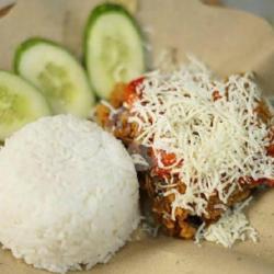 Nasi Geprek Keju   Es Teh