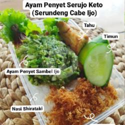 Nasi Shirataki Ayam Penyet Serujo (serundeng Cabe Ijo)