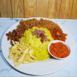 Nasi Kuning Kentang Balado - Sambal Terasi